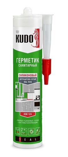 Герметик KUDO  силиконовый  санитарный антрацитовый серый (RAL 7016)  280 мл (1)