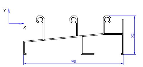 Профиль рамы нижний 3-х полозьевая система С640/62Х 9016 6м (1)