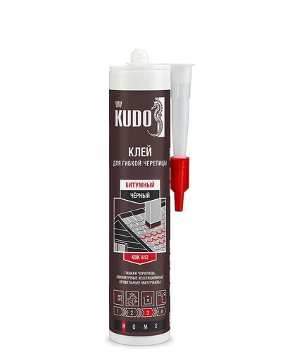 Клей KUDO HOME битумный для гибкой кровли, черный, 280 мл (1)