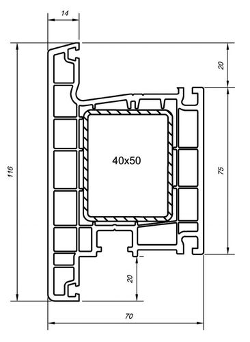 Створка дверная Т 70 3-К R-Line-70 (6,5) (1)