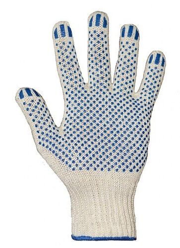 Перчатки 5-нит х/б 10кл белые/волна с ПВХ (1)