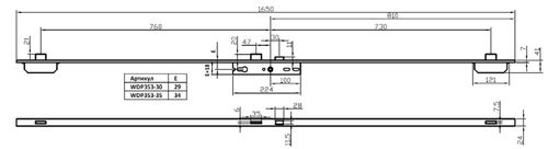 Замок многозапорный 353-30 с защелкой от ручки, U24x7/D30/85/1650 в комплекте с ответными планками #1