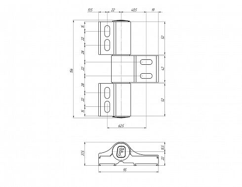 Петля ПДП-3 (закладные/для холодных дверей) неокрас #2