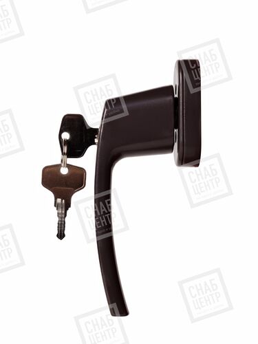 SC Ручка оконная с ключом коричневая 37мм  (RAL8019) #1