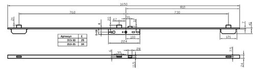 Замок многозапорный 353-30 с защелкой от ручки, U24x7/D30/85/1650 в комплекте с ответными планками #1