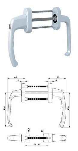 Балконный гарнитур симметричный белый с ключом (RAL9016) (1)