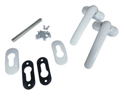 Изображение предварительного просмотра товара Ручка нажимная с накладками под цилиндр белая (RAL9016) 1уп-50шт/1шт №1