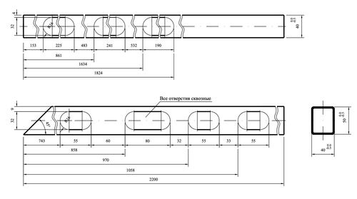 Профиль армирующий КВЕ 614 40*50 1,9мм  4 отверстия (дл=2.2м)(1/50) (1)