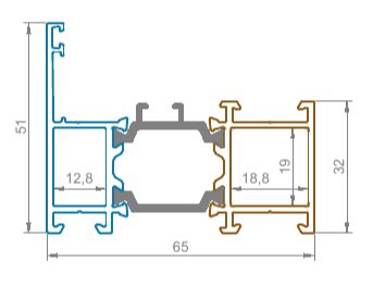 65.111.00 Профиль рамы 32 мм RAL 9016  L=6500 (1)