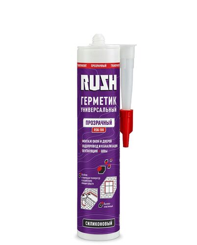 Герметик RUSH  силиконовый универсальный, прозрачный, 230 мл (1)